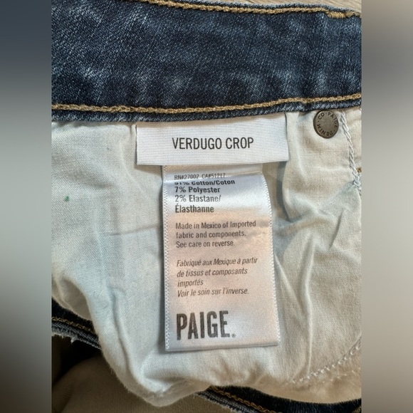 PAIGE~ Women’s Verdugo Crop Mavis Destructed Cropped Distressed Jeans Size 28 - Picture 9 of 11